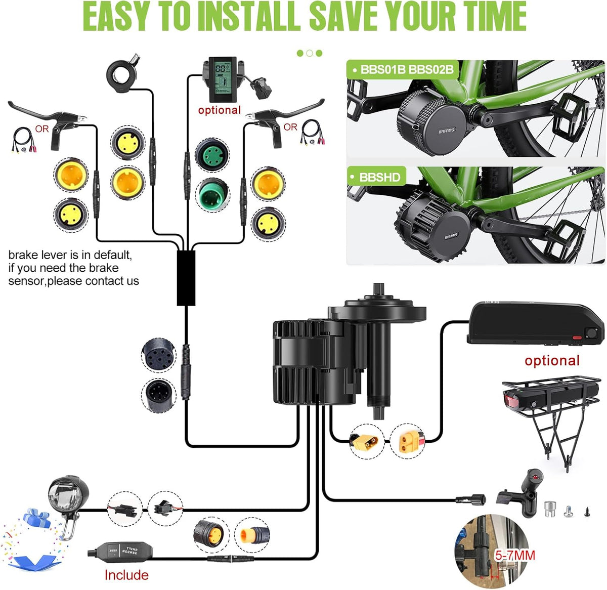 48V 750W Mid Drive Ebike Conversion Kit with 42T Chainring and 800S Display W71861