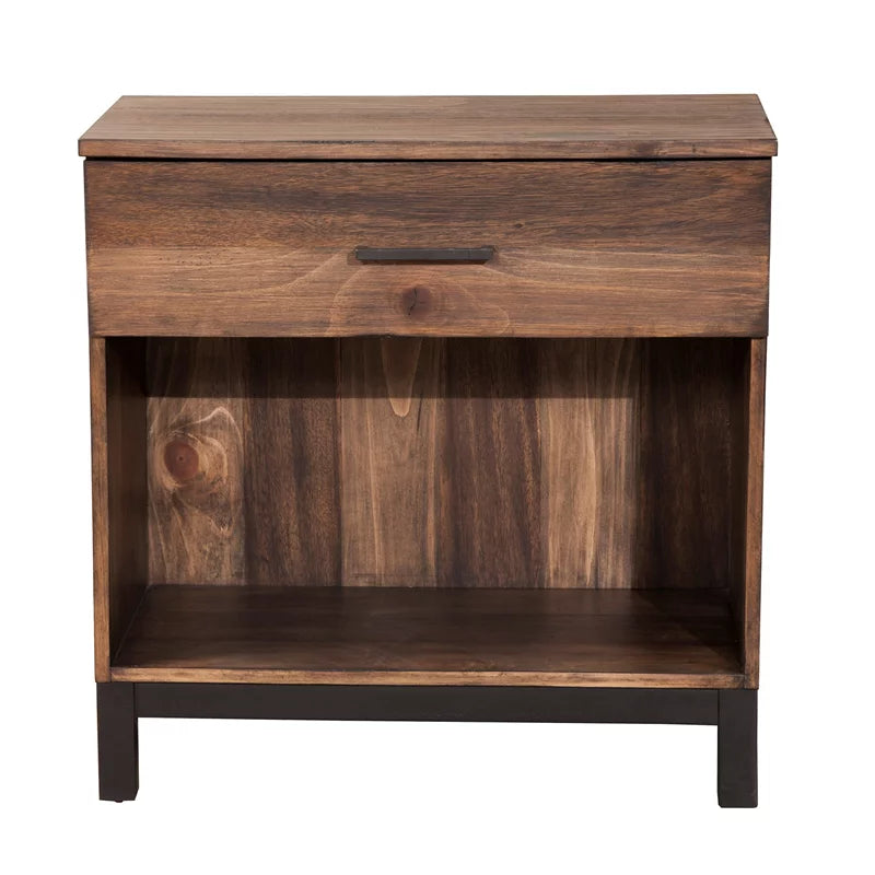 2 Piece Bedroom Set with Two 1 Drawer Wood Nightstands in Rustic Pine A2311
