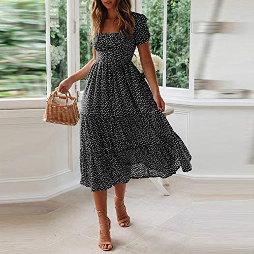 Womens Flowy Short Sleeve Empire Waist Smocked Dress E988