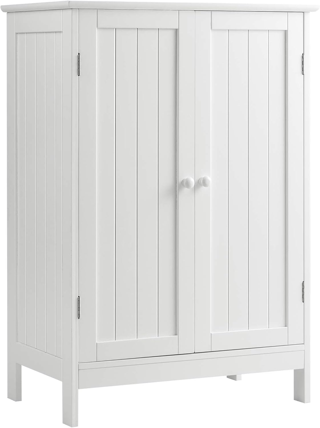 White Wooden Floor Storage Cabinet with Double Doors I651