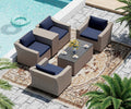 6 Piece Modular Outdoor Wicker Patio Conversation Sofa Set I231242