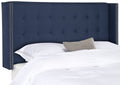 Navy Linen Tufted Winged Headboard Queen G359