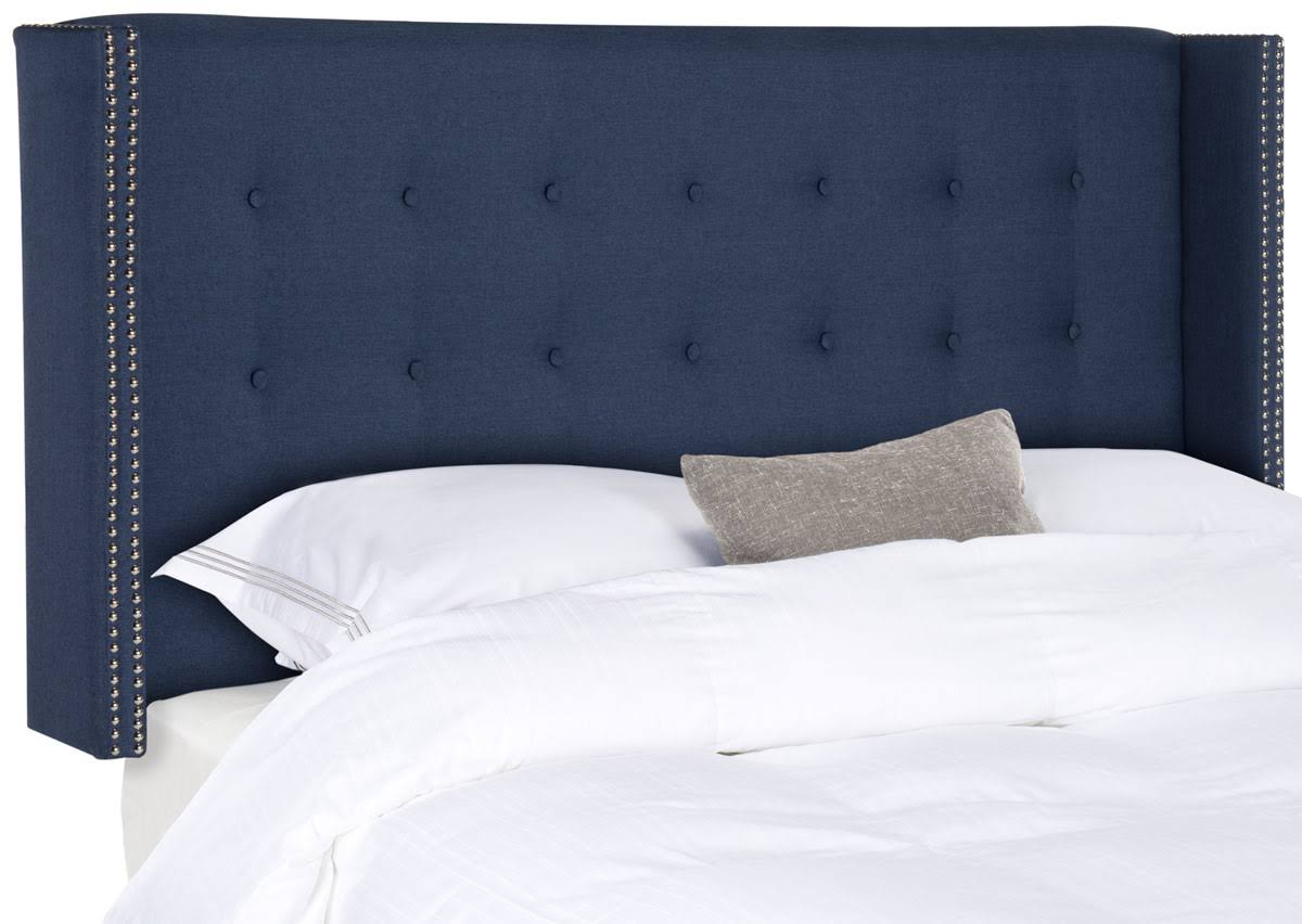 Navy Linen Tufted Winged Headboard Queen G359
