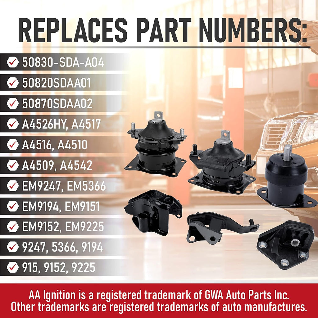 Engine Motor and Transmission Mount Set of 6 H899