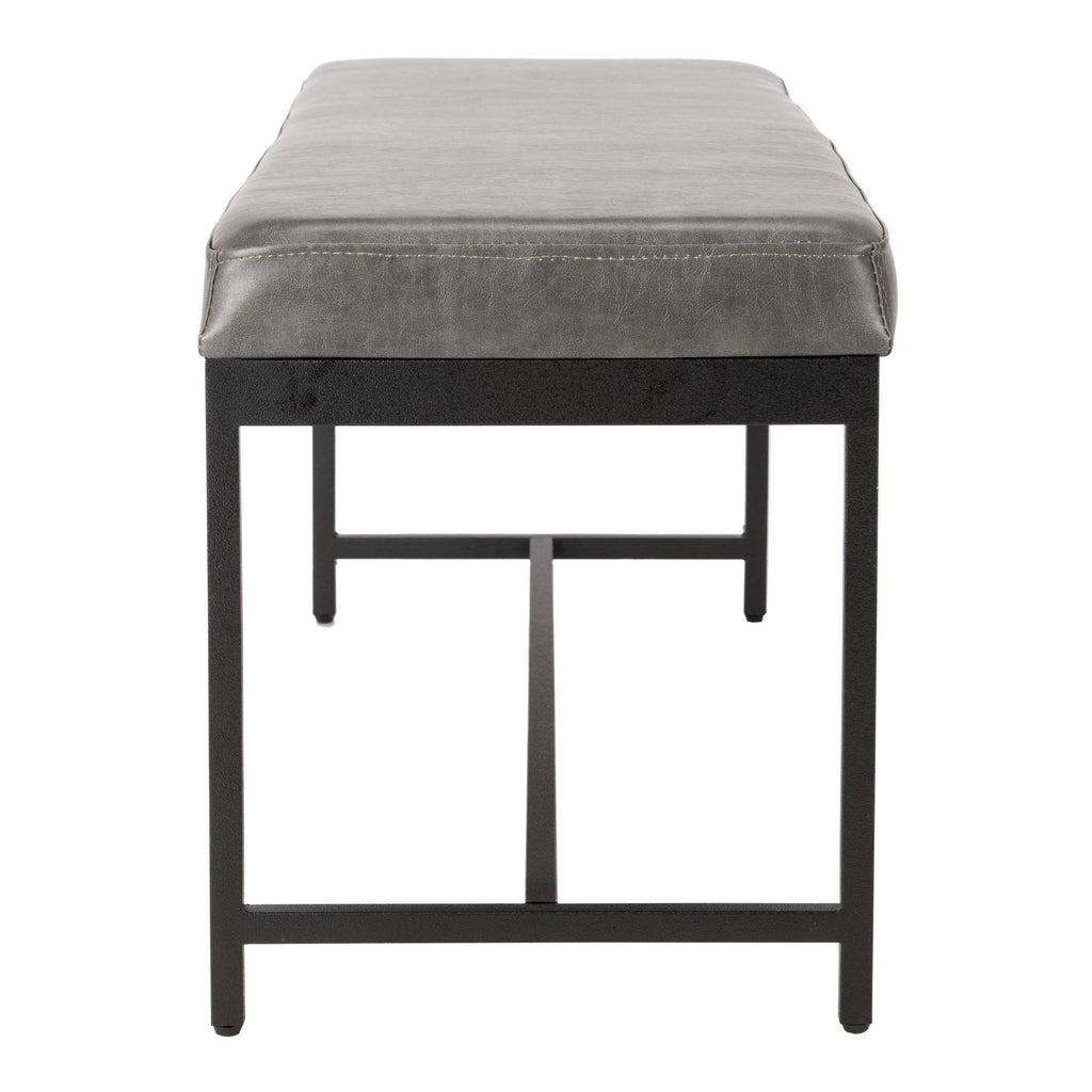 Grey Faux Leather Bench L72634