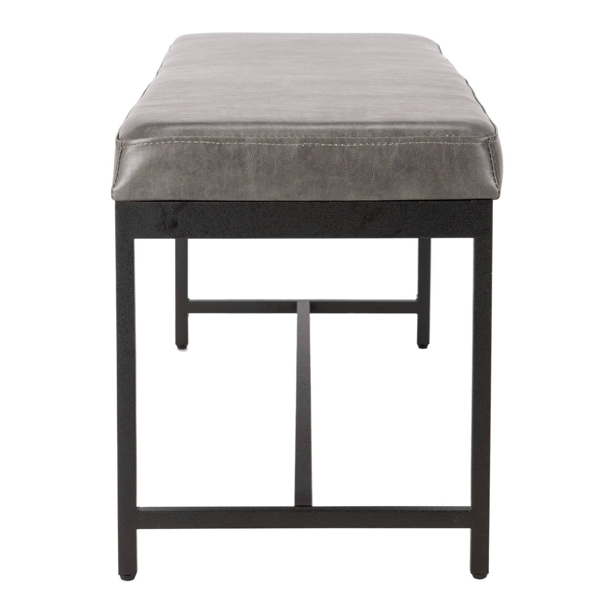 Grey Faux Leather Bench L72634