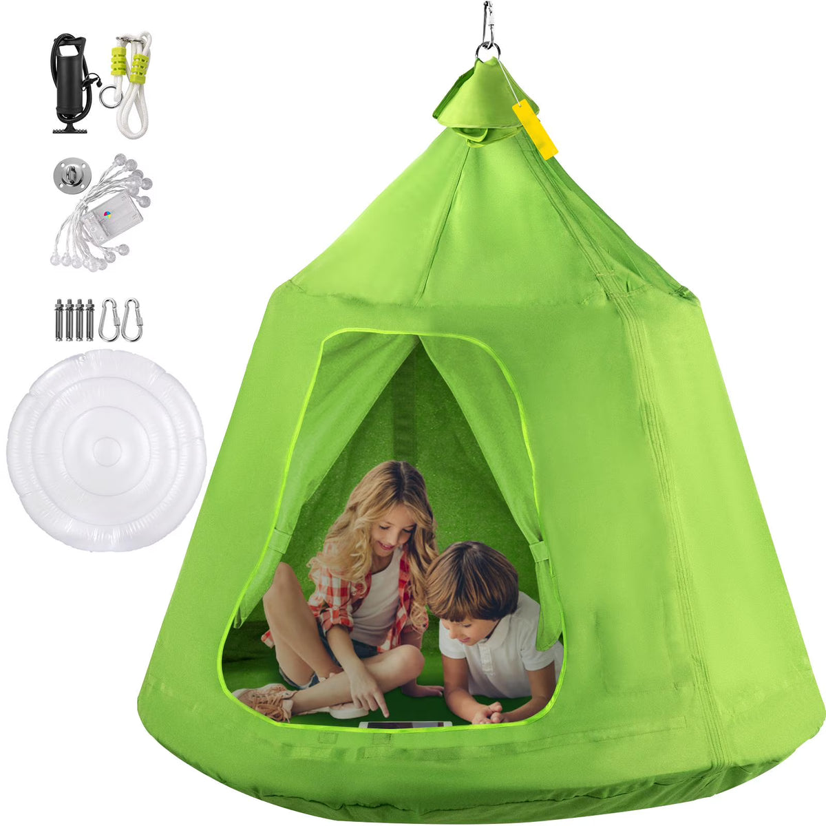 Green Hanging Tree Tent With LED String Lights D47257