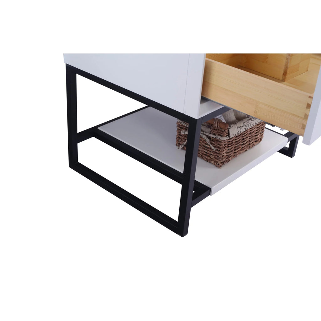 30" Oak Wood and Stainless Steel Cabinet in White Y6471