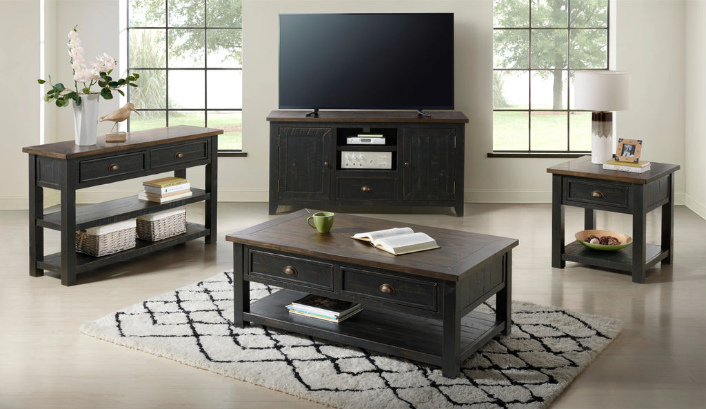 Cream White and Brown End Table J636188