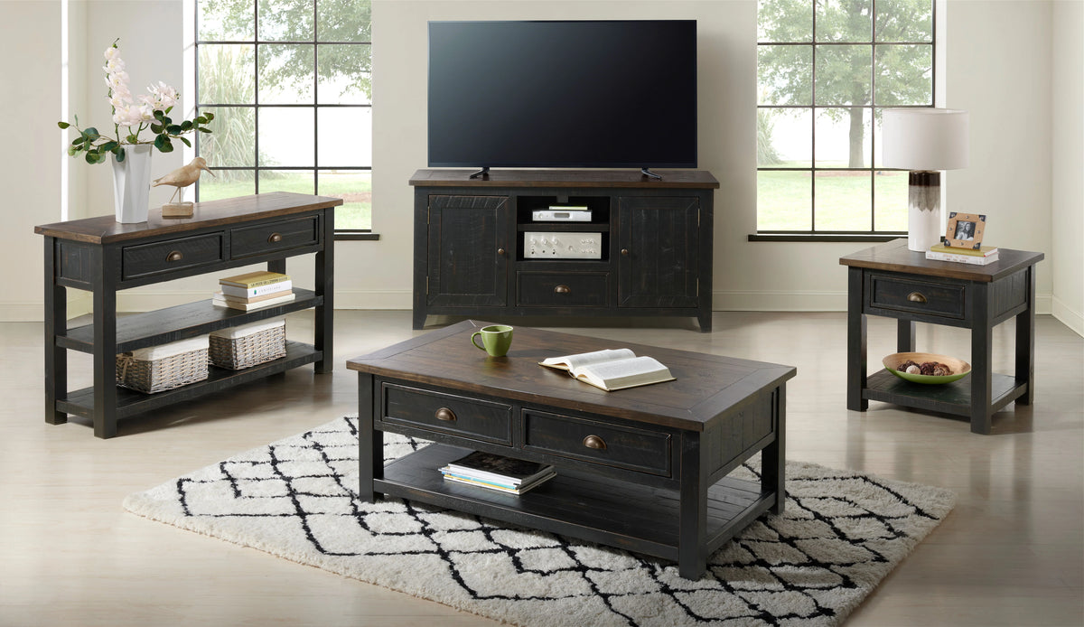 Cream White and Brown End Table J636188