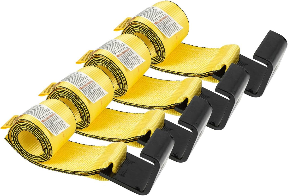10 Pack 4" x 5' Roll Off Container Green Winch Strap with Large Flat Hook P10376