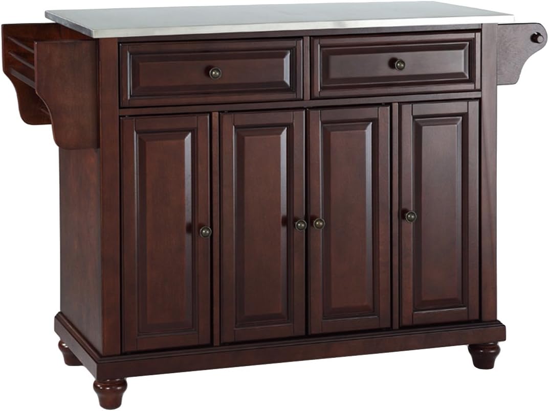White Full Size Kitchen Island with Solid Granite Top Z514