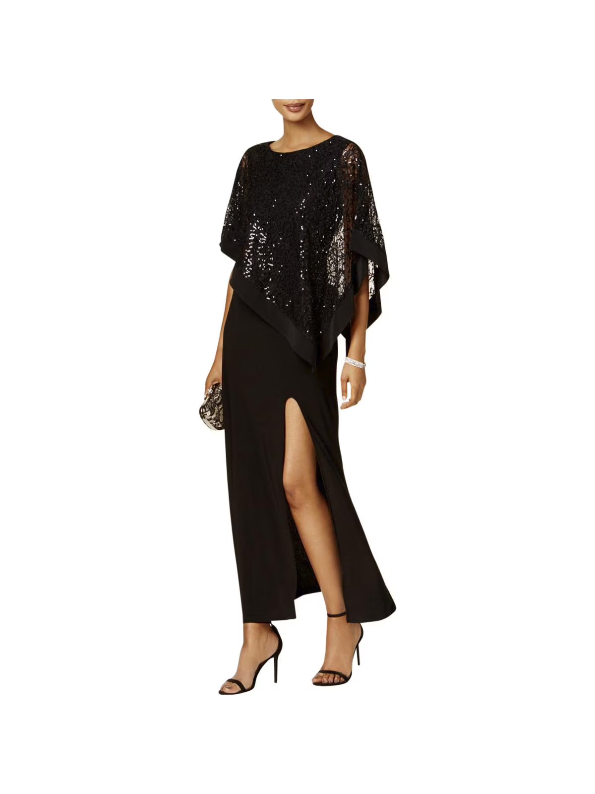 Asymmetric Sequined Evening Dress X682