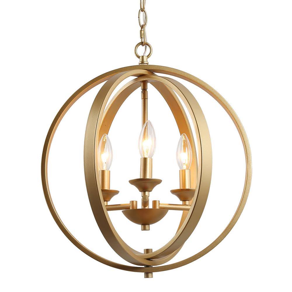 3-Light Gold Adjustable Globe Chandelier N522