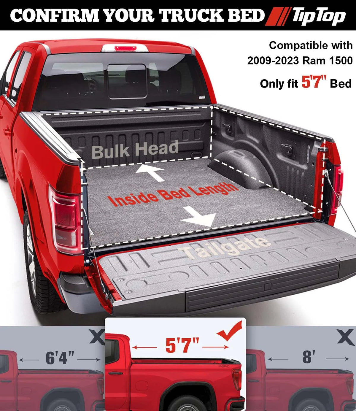 Tri-Fold Hard Tonneau Cover Truck Bed FRP On Top I490311