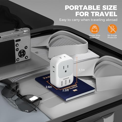 2 Pack European Travel Plug Adapter with 4 Outlets 3 USB Charger J715450