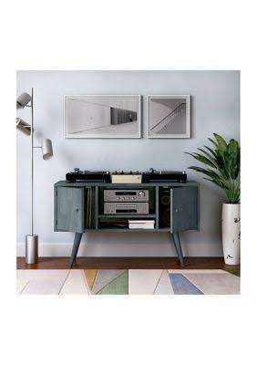 Gray Finish Wood Entertainment Cabinet with Doors R7688