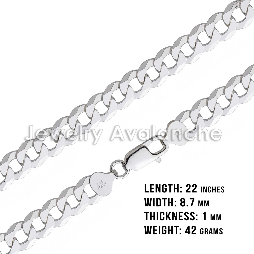 .925 Sterling Silver Flat Curb Chain Necklace 22 inches D512