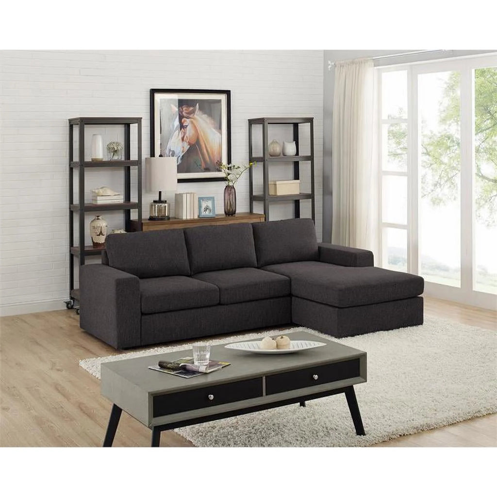 Dark Gray Fabric Sectional Sofa with Reversible Chaise M31377