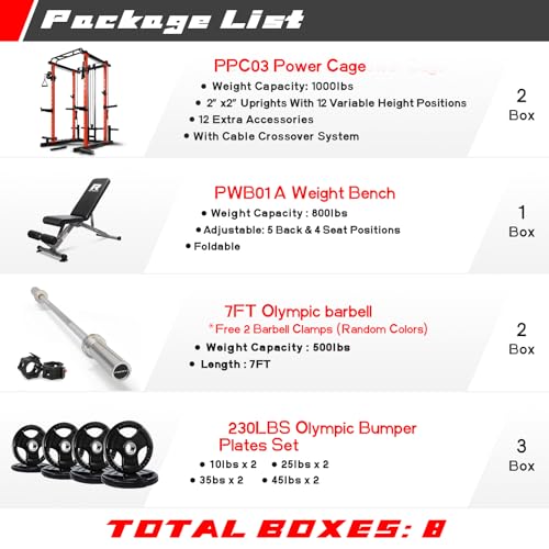 Multi-Function Squat Rack Power Cage with Cable Crossover System G211855
