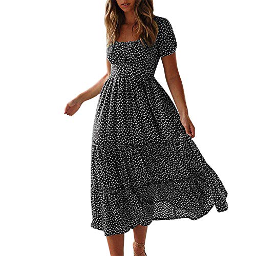Womens Flowy Short Sleeve Empire Waist Smocked Dress E988