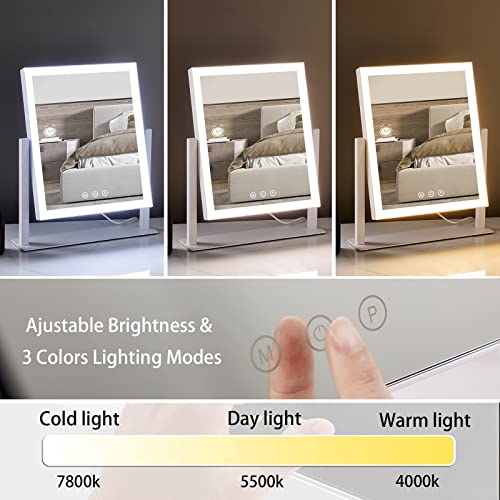 Lighted Makeup Mirror with 5X Magnification, 17.3in White T75916