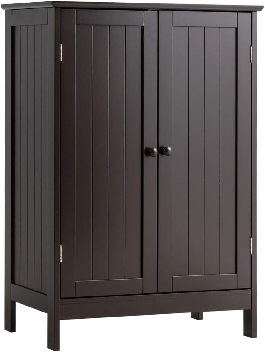White Wooden Floor Storage Cabinet with Double Doors I651