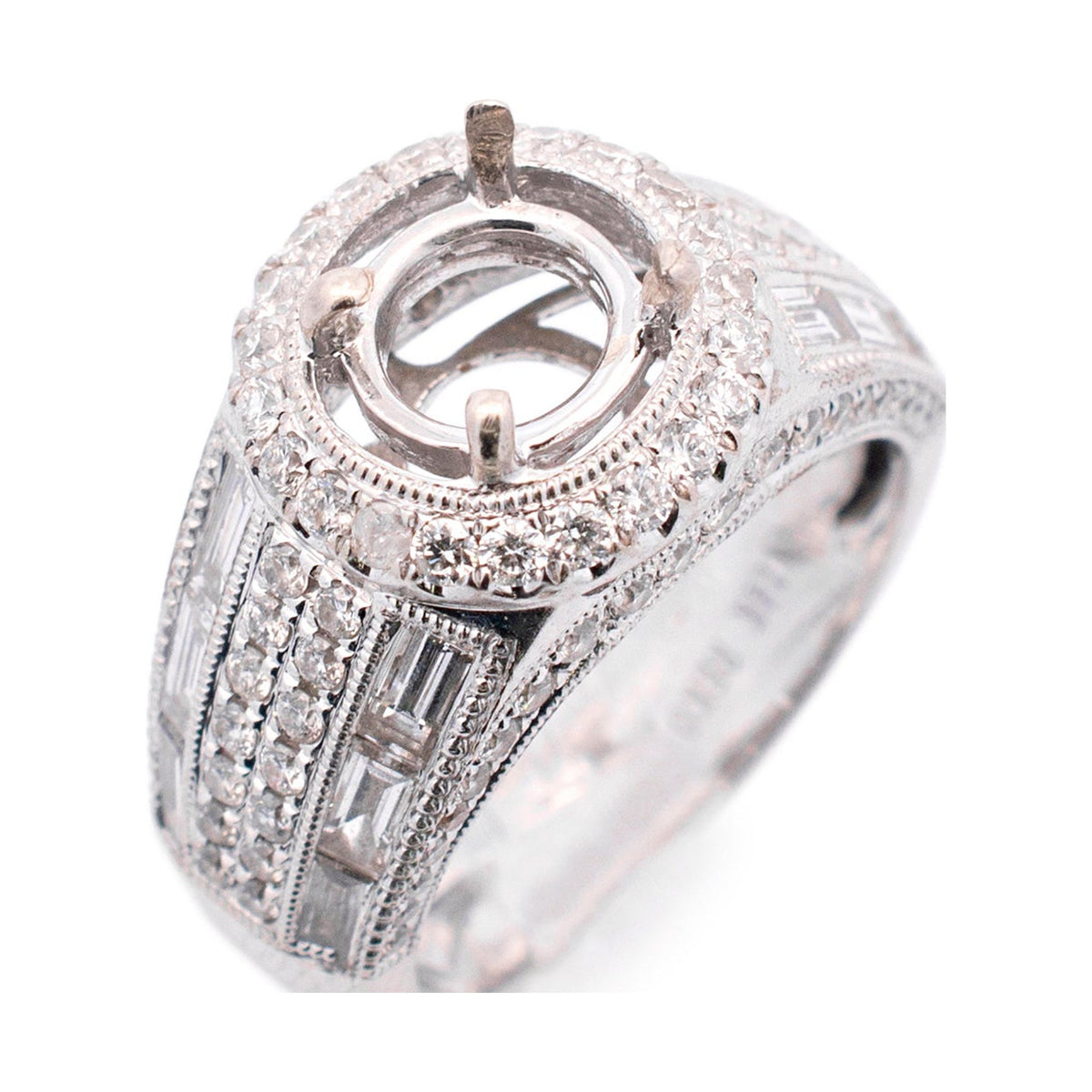 14K White Gold Halo Diamond Engagement Ring M48316