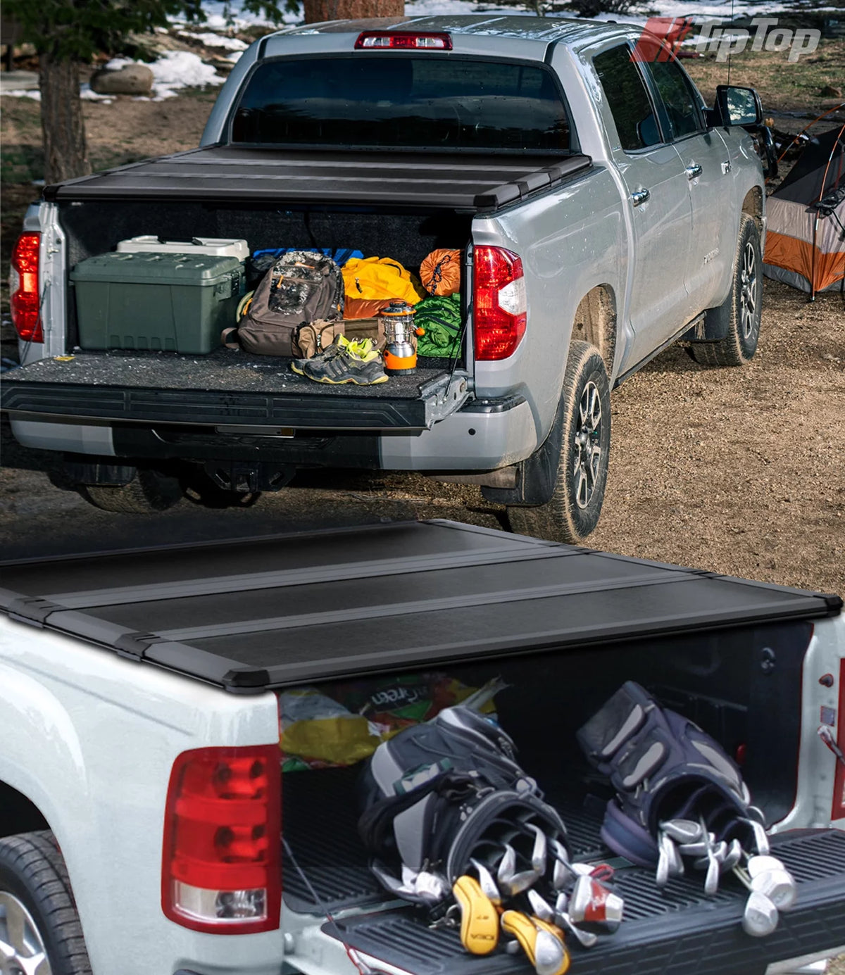Tri-Fold Hard Tonneau Cover Truck Bed FRP On Top I490311