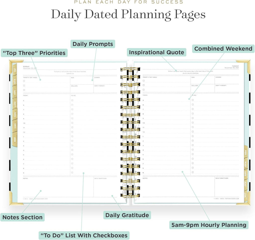 Black Stripe Spiral Bound Daily Planner F147248