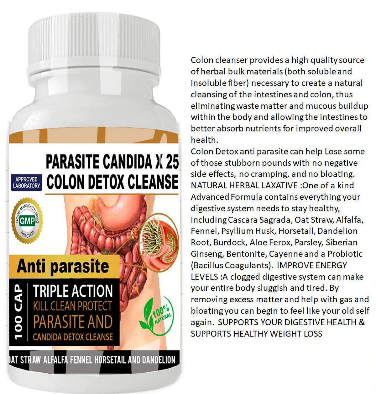 Candida Cleanse Capsules with Herbs Enzymes 100 capsule L582