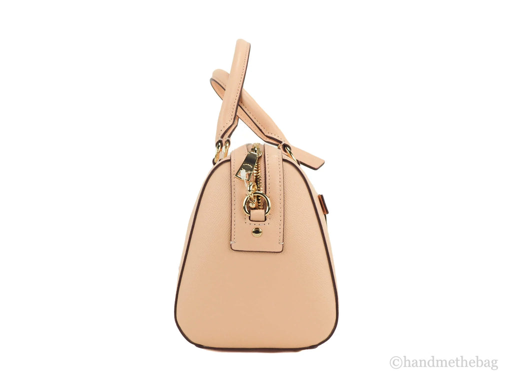 Faded Blush Grain Leather Medium Satchel Crossbody Handbag A368138