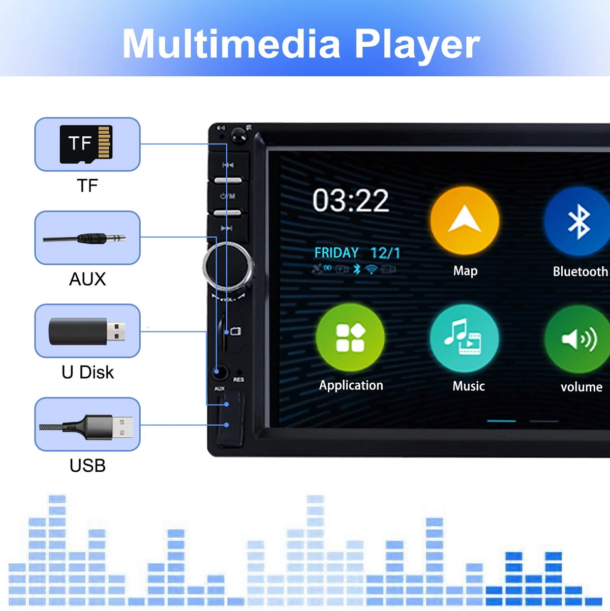 Double DIN Car Stereo with 4 LED Rearview Camera N846964