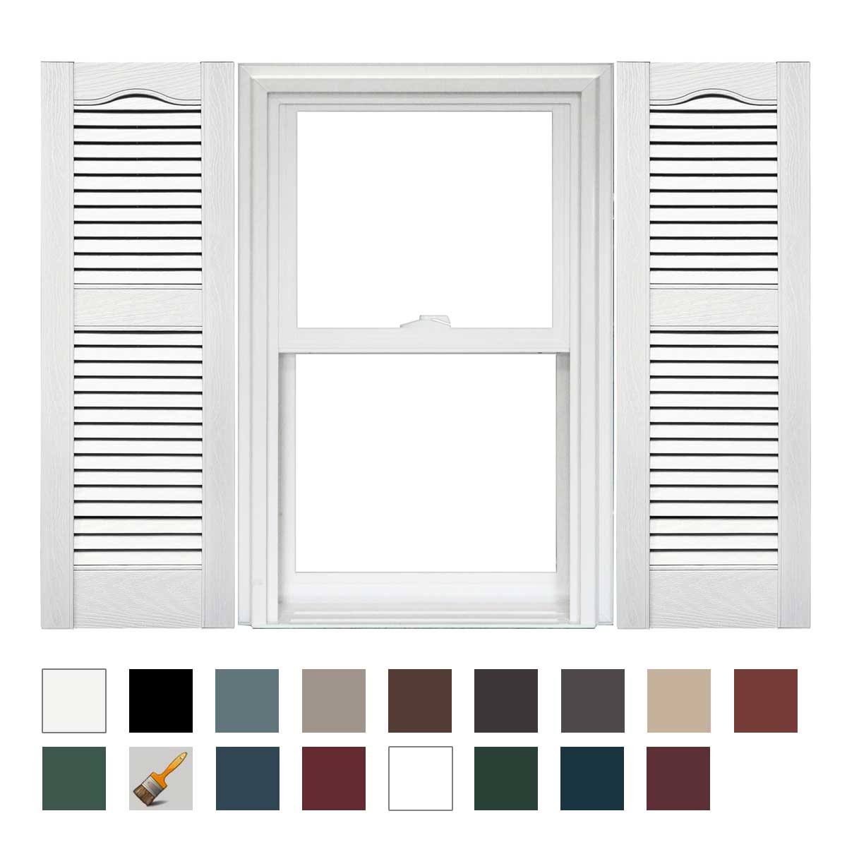 Open Louver Vinyl Shutters (1 Pair) 14.5 x 55 Bright White B29720