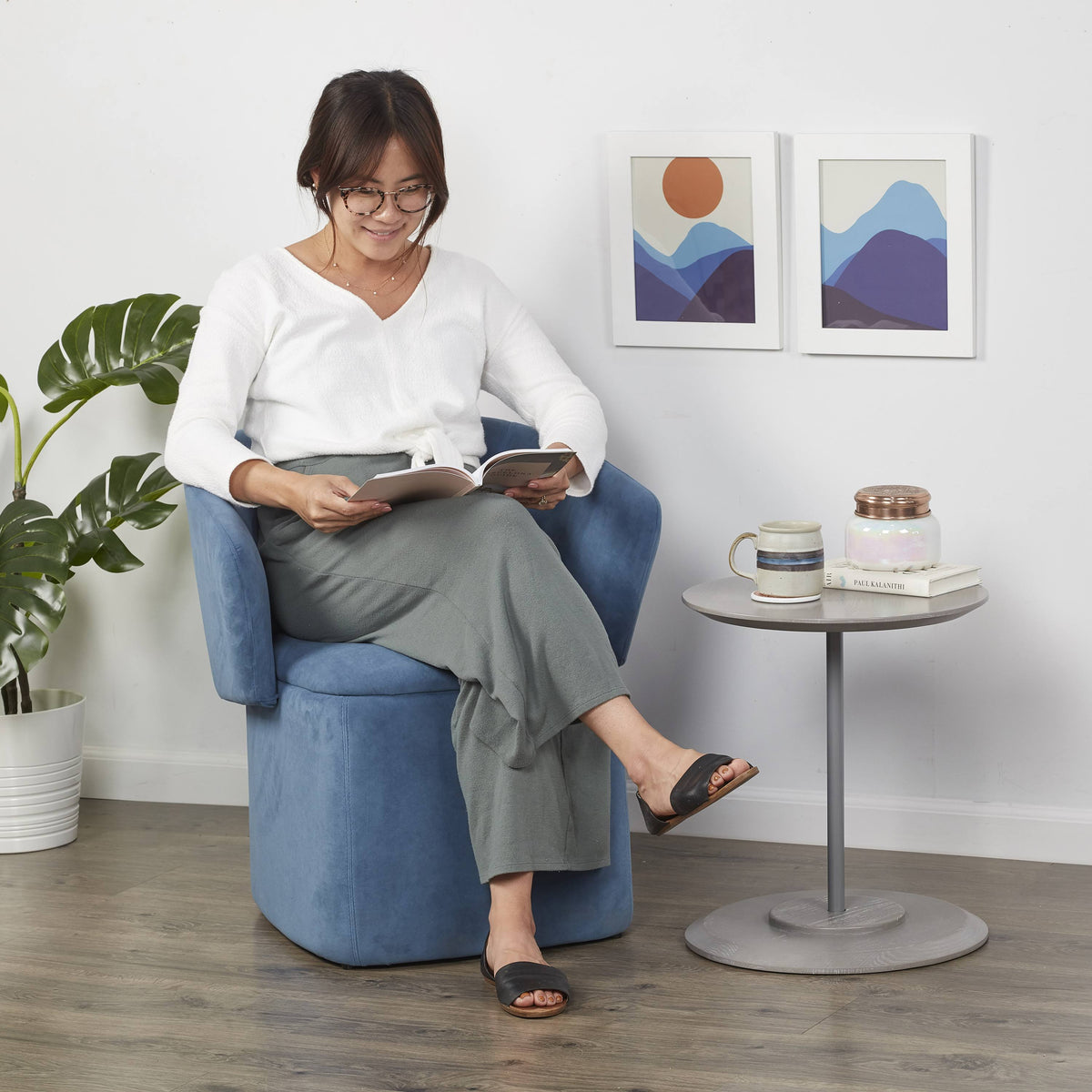 Blue Chair & Ottoman Set A925