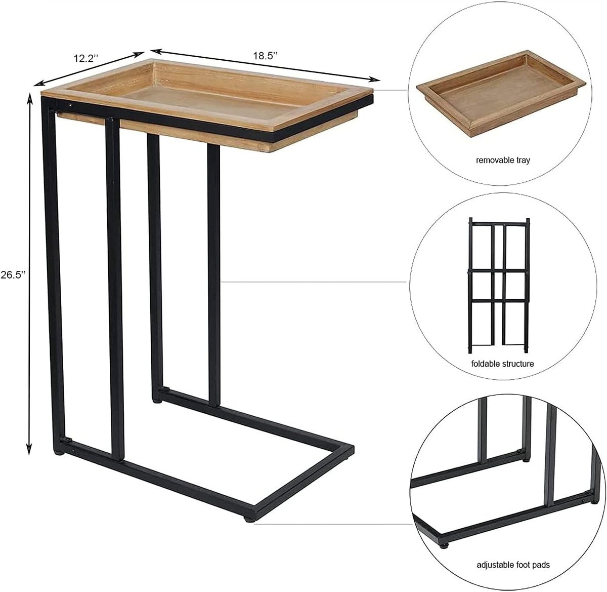 C Table End Table with Removable Tray Top V9283