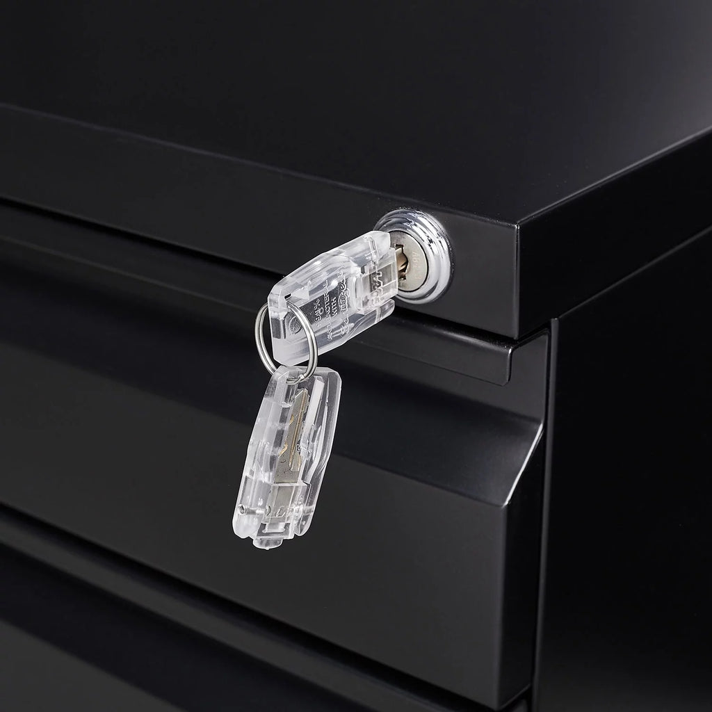 3 Drawer Black Metal File Cabinet with Lock H5762