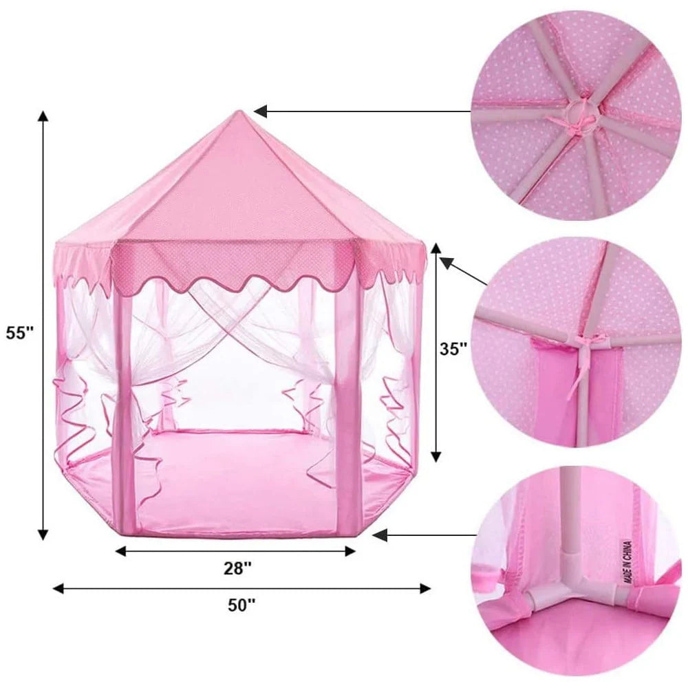 Hexagon Play Tent for Kids with Star Lights L298982