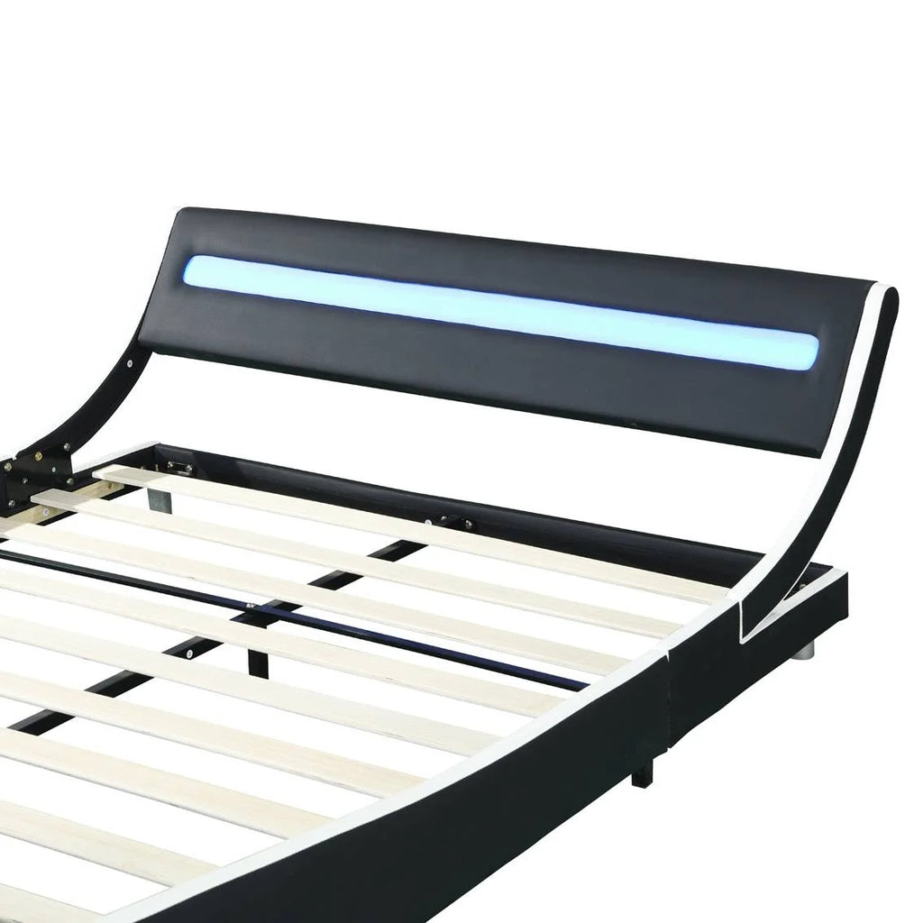 Faux Leather Upholstered Platform Bed Frame Queen Size C7433