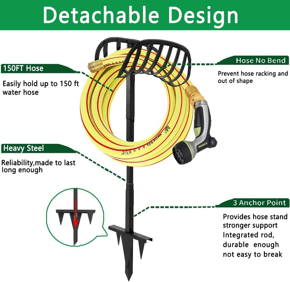 Black Pack of 2 Freestanding Hose Holder Stand Rack J50063