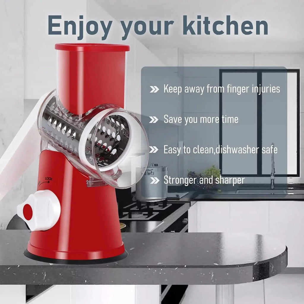 Manual Vegetable Slicer and Grater with 3 Interchangeable Blades P480298