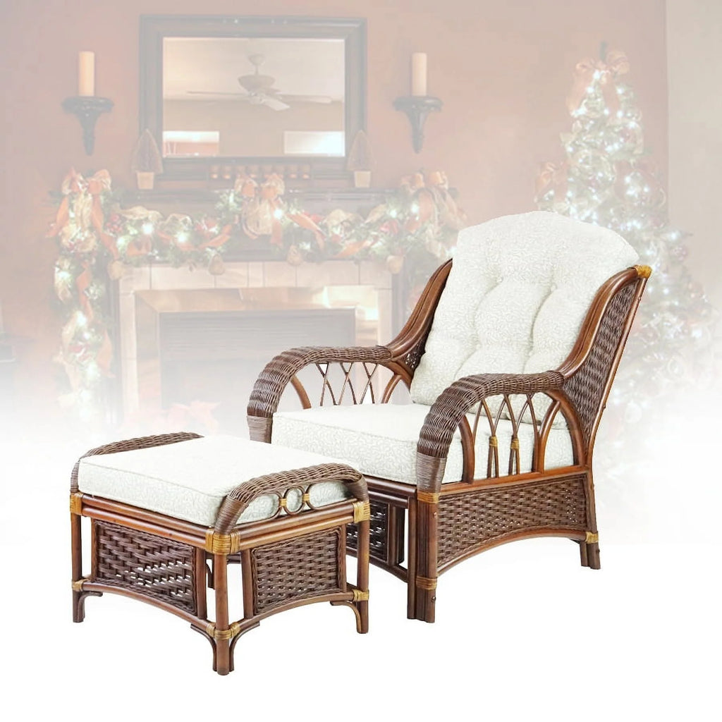 White Armchair with Ottoman J820423