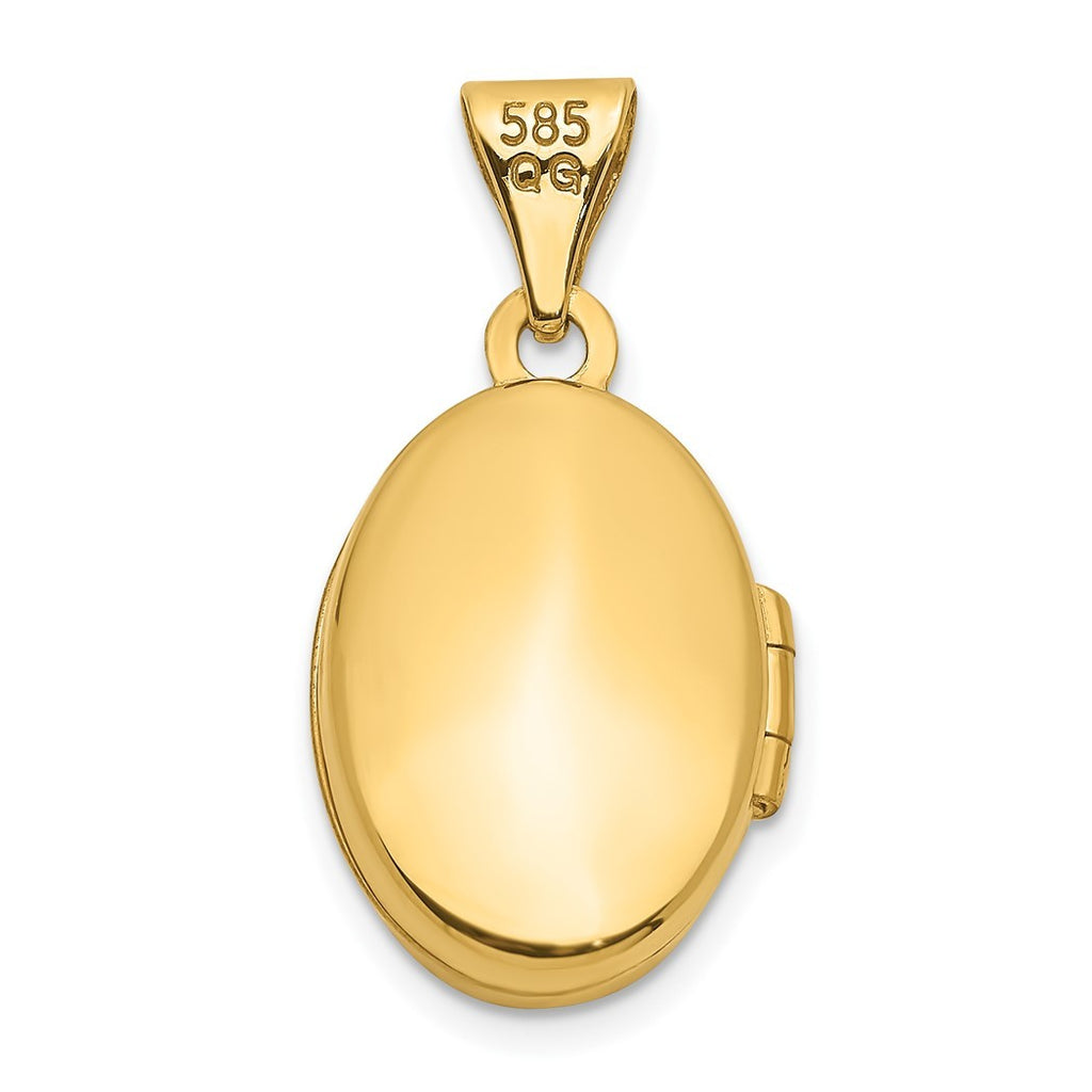 11mm 10k Yellow Gold Beaded Scroll Oval Photo Locket Pendant Necklace H970045