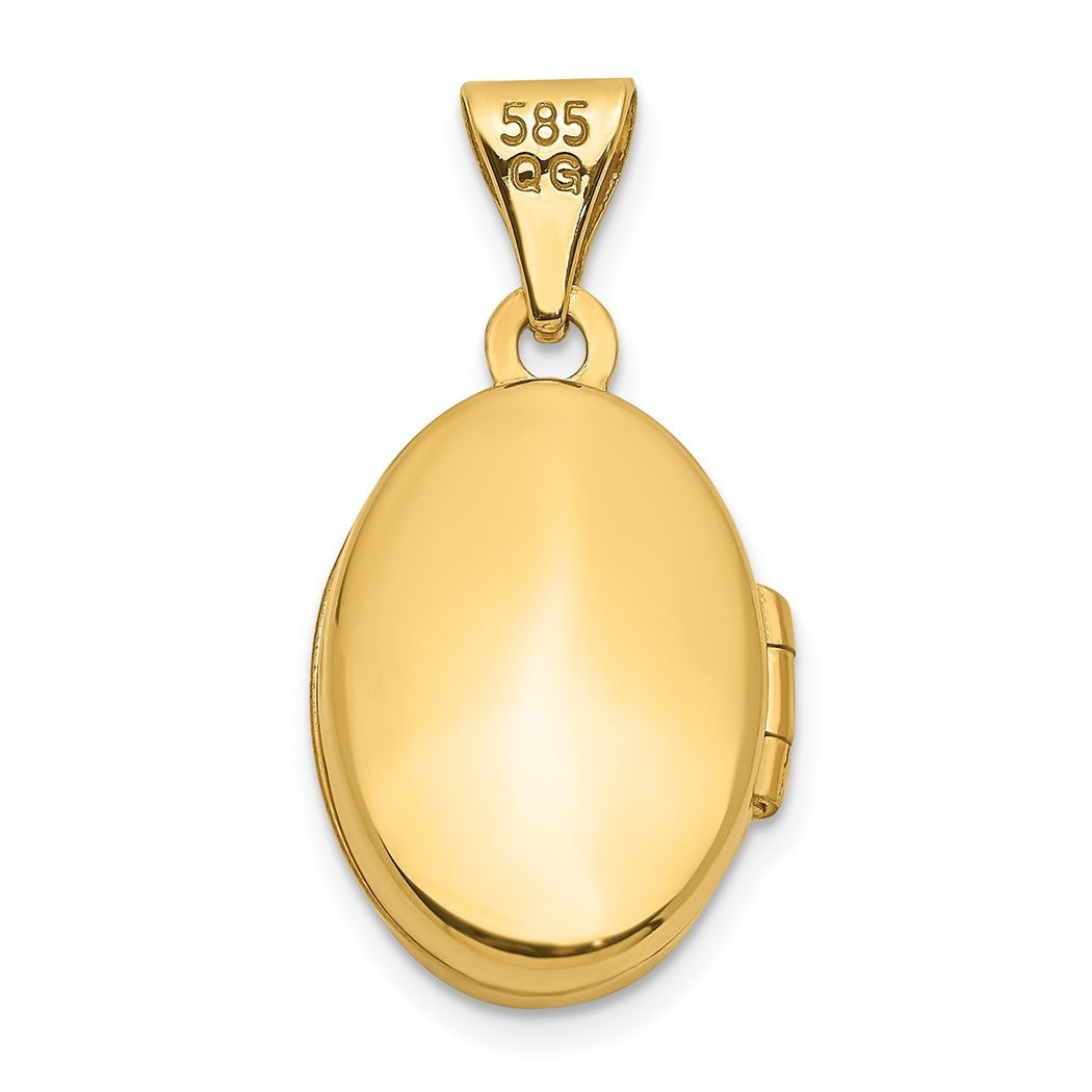 11mm 10k Yellow Gold Beaded Scroll Oval Photo Locket Pendant Necklace H970045