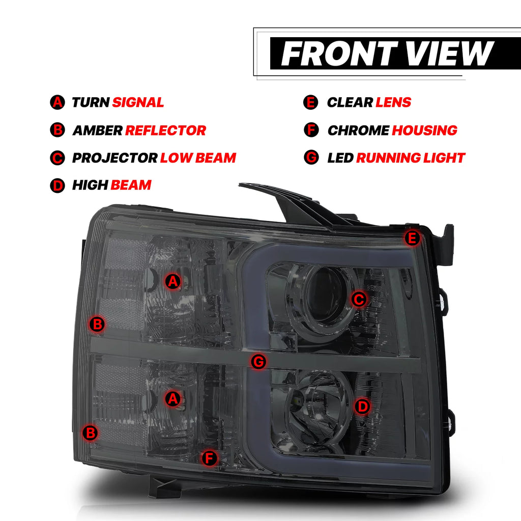 LED Projector Headlights Assembly for Chevy Silverado 1500 2500 3500 B571209