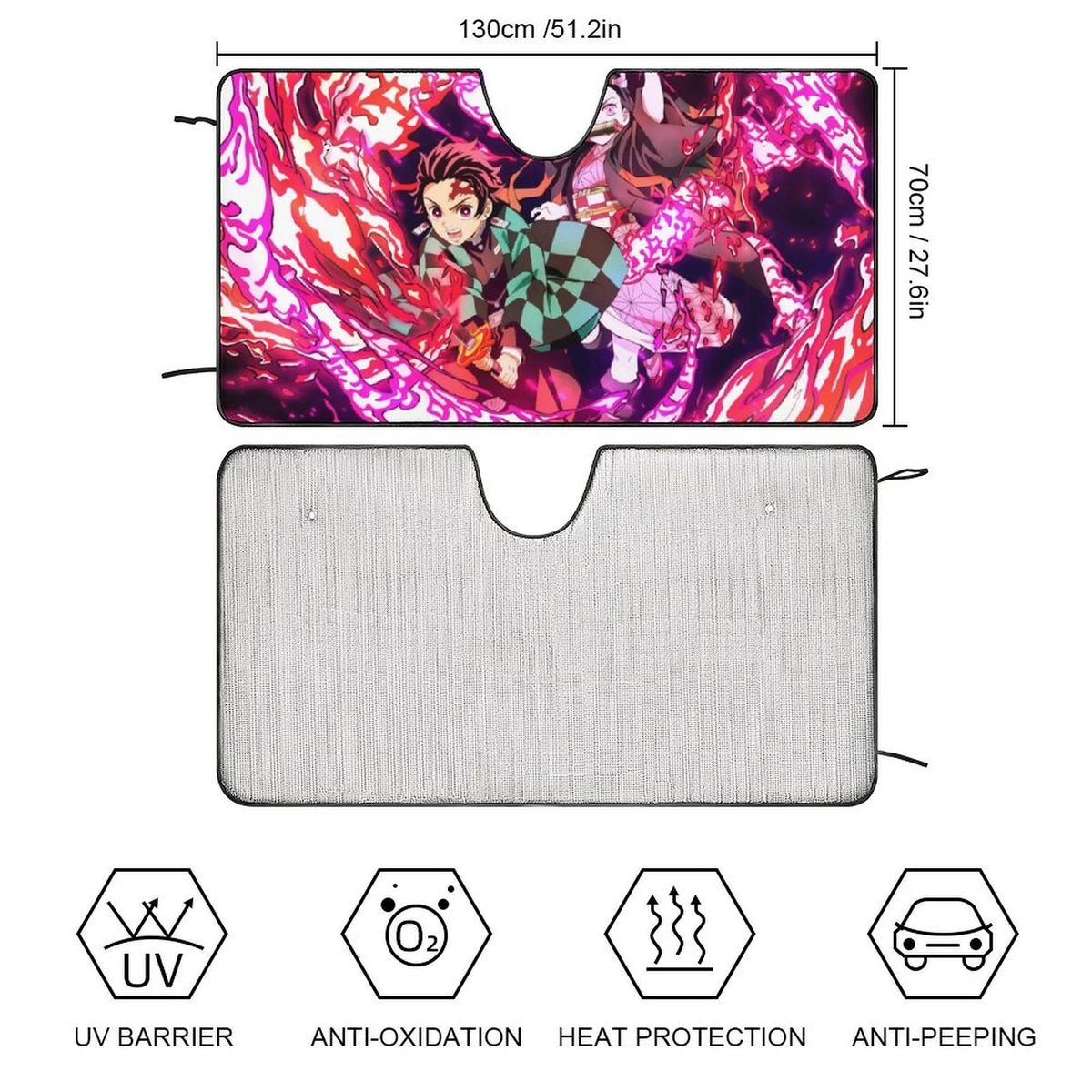 Anime Demon Slayer Car Windshield Sunshade Foldable Reflective Sun Visor D314