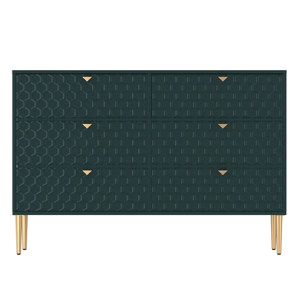 Green 6-Drawer Wood Dresser F54523
