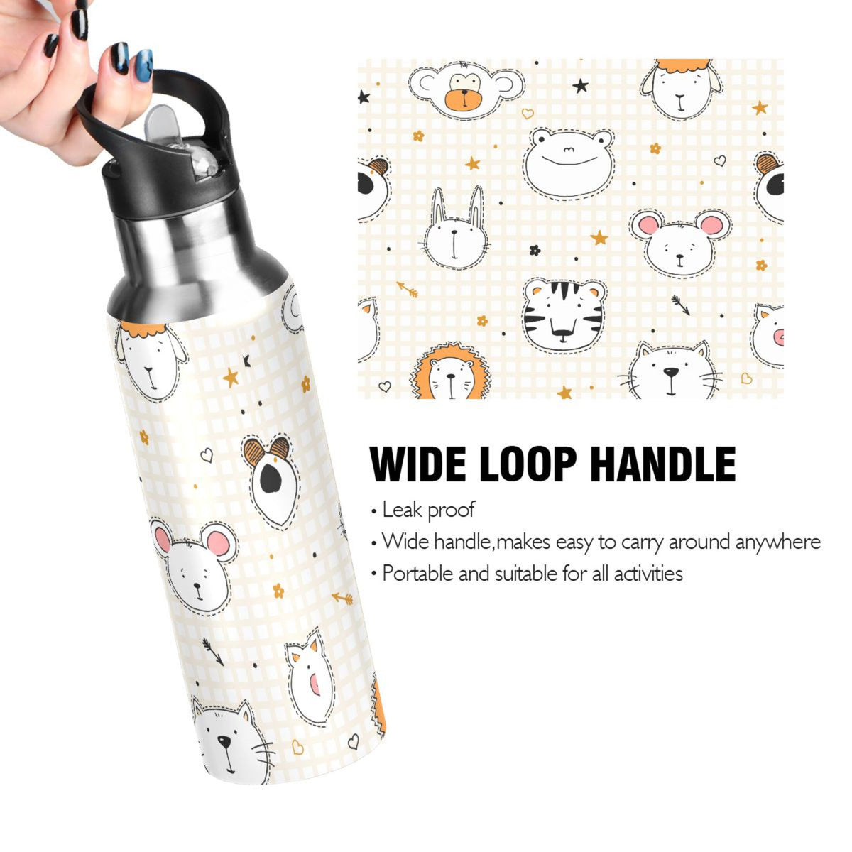 Stainless Steel Insulated Water Bottle with Straw Lid F5288