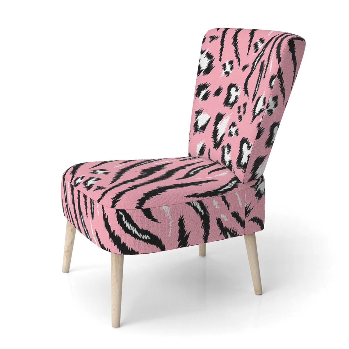 Pink Tiger and Leopard Pattern Upholstered Accent Chair A196443