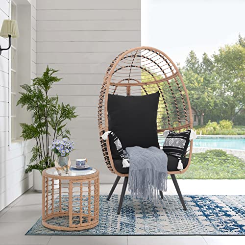 Oversized Wicker Egg Chair with Stand and Cushions N365